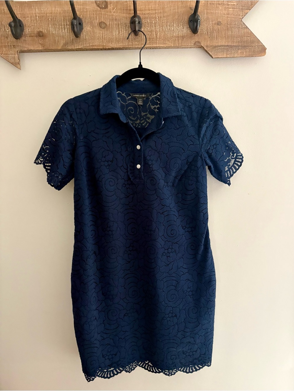 Banana Republic Navy Lace Polo Mini Dress